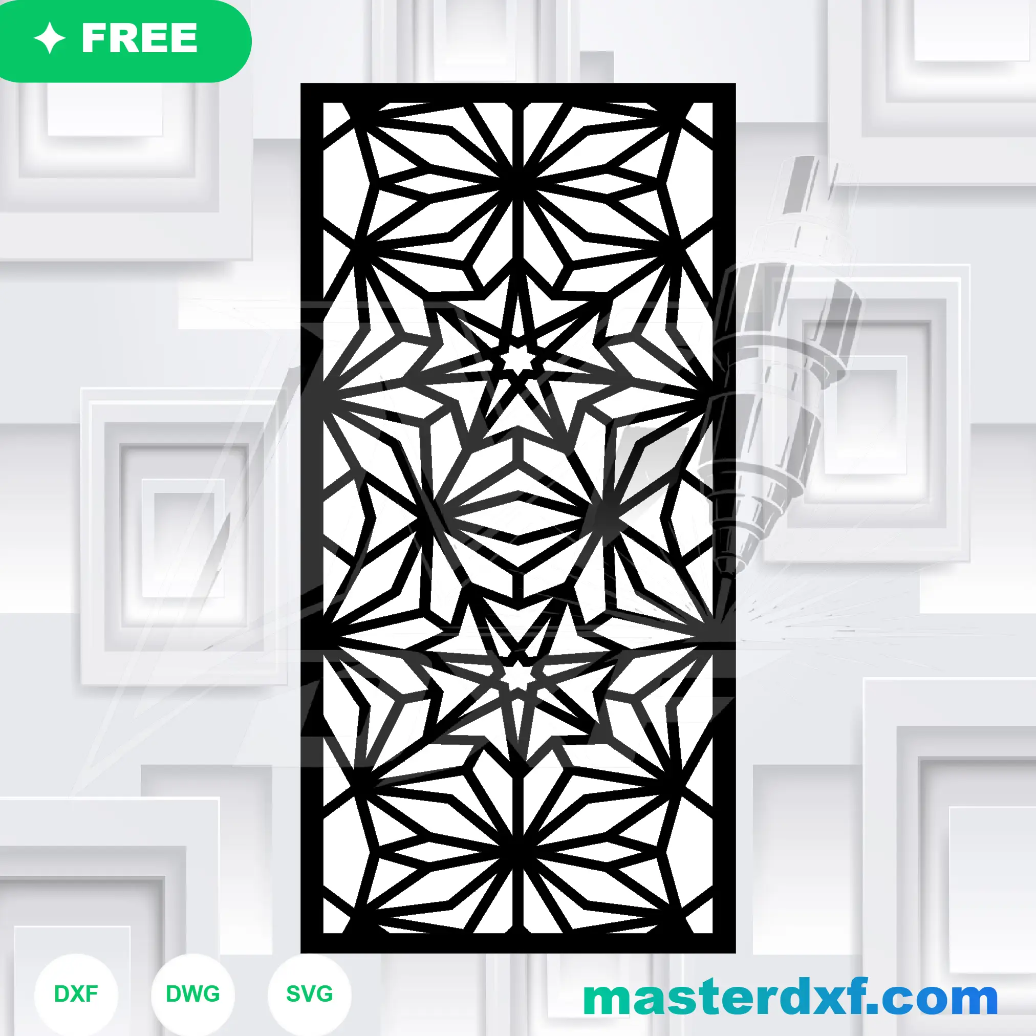 Islamic Star Panel DXF – CNC Woodworking Design DXF File